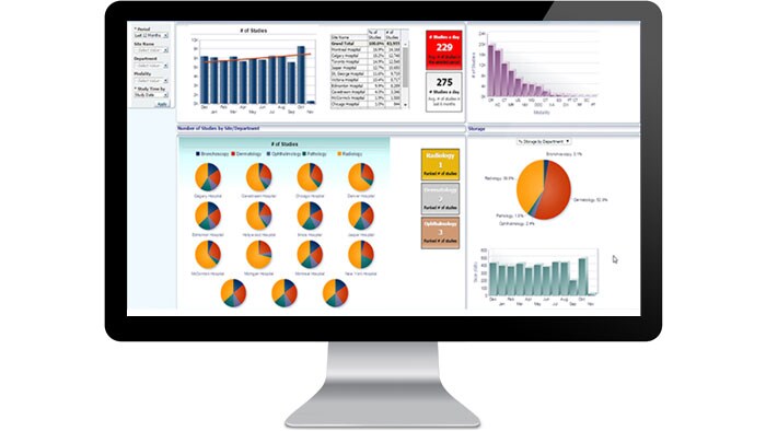 business analytics interface screen on a monitor